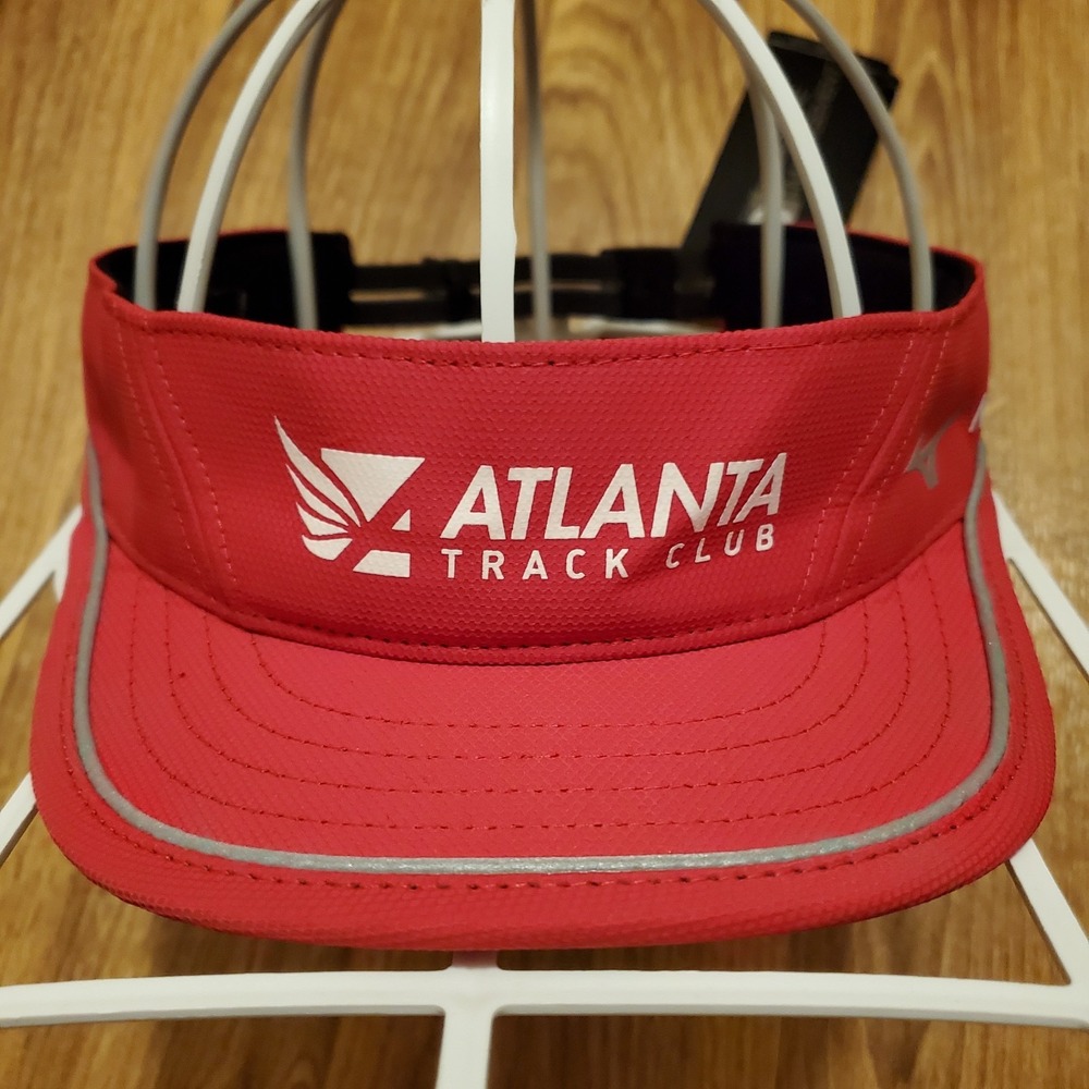 Mizuno Atlanta Track Club Visor Hat Adult Red Member Running‎ Jogging Gear New